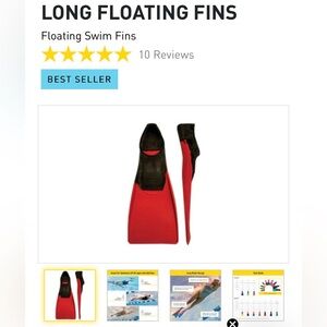 NEW Finis Long Floating Fins - Red/Black Size XL